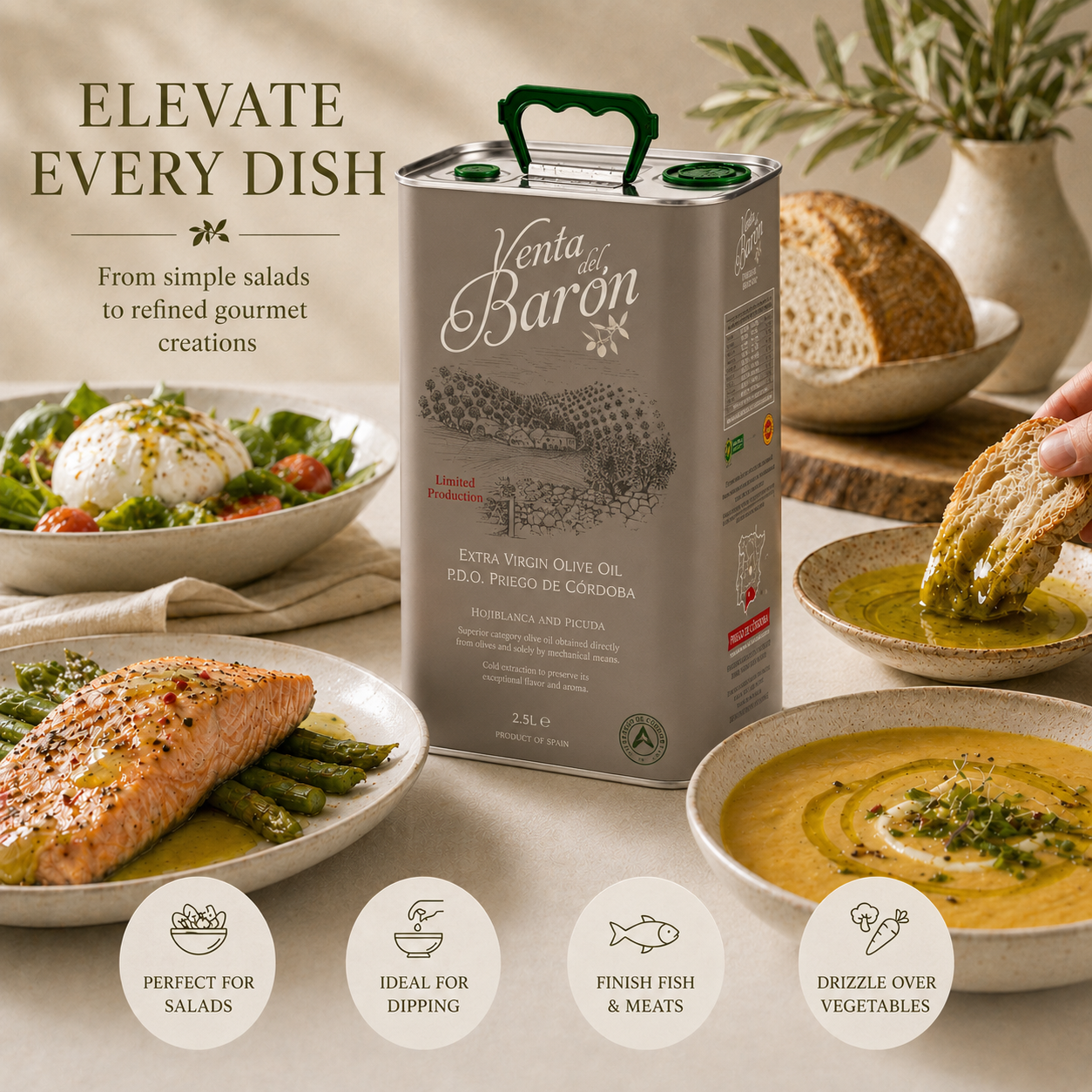 Extra virgin olive oil DOP Priego de Córdoba - 2.5-liter canister of olive oil